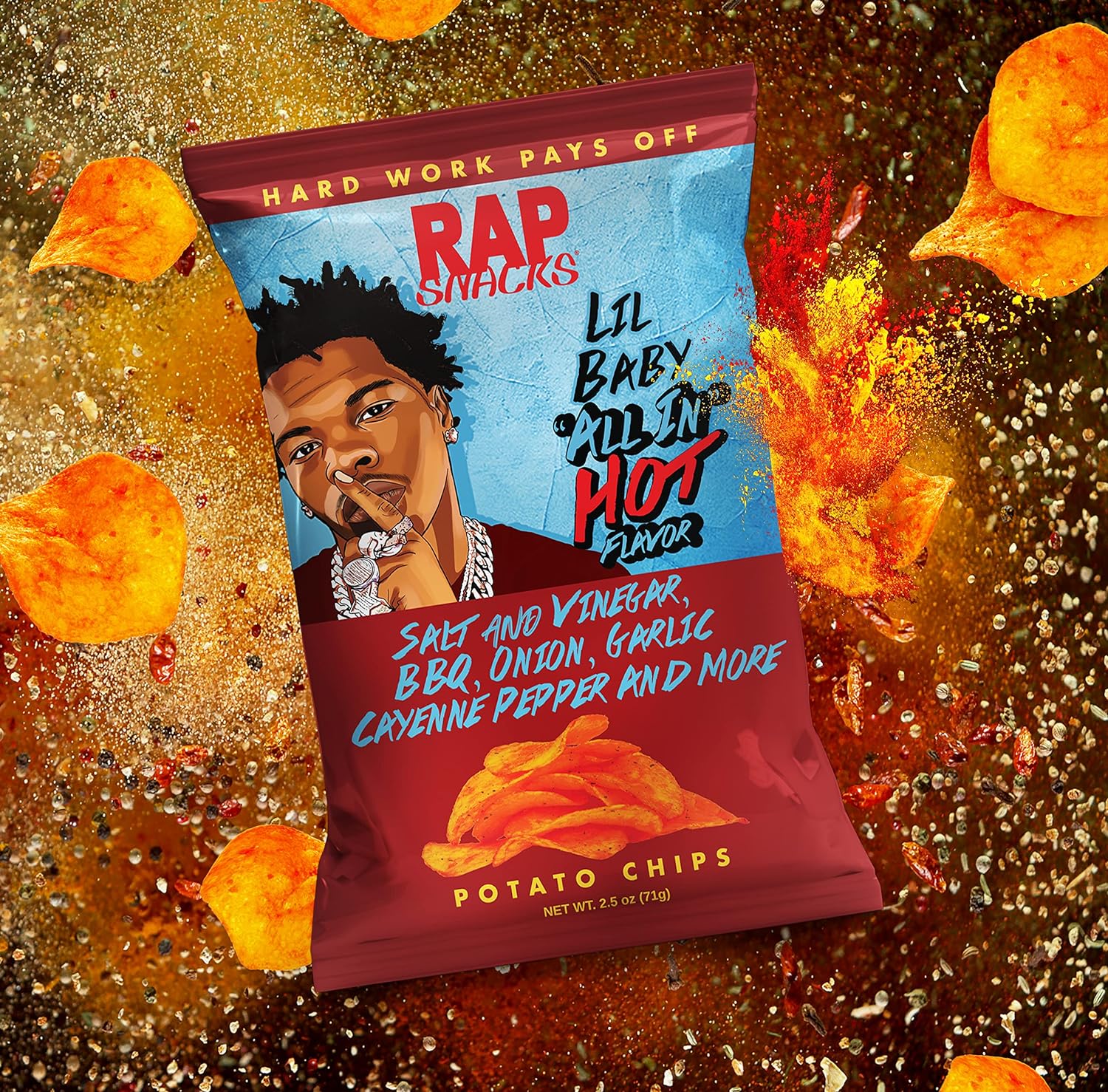 Rap Snacks Lil Baby All in Hot Potato Chips 2.5 Oz Bags - Image 2