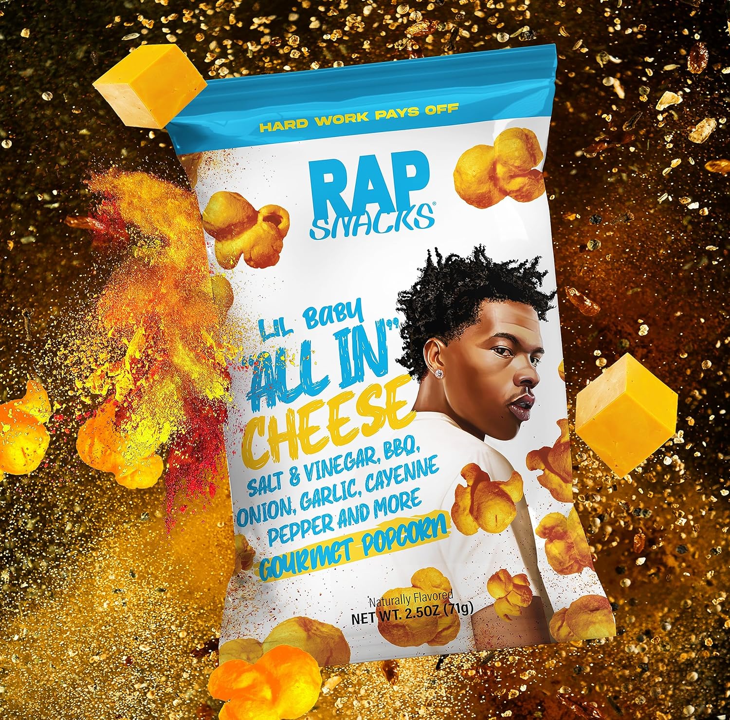 Rap Snacks Lil Baby All In Cheese Popcorn 2.5 Oz Bags - Pack of 6 - Image 3